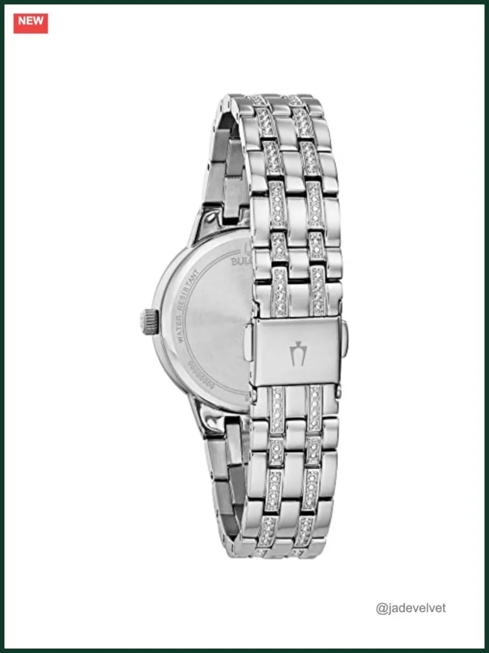 Bulova Ladies Crystal Quartz Watch Faceted Mineral Glass Dial Silver-Tone